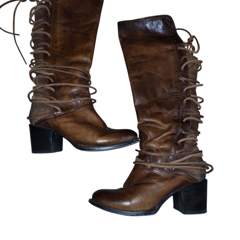 Freebird by Steven Brown Lace-Up Mid-Calf Leather Boots
